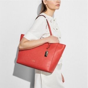 Classic Black Coach Leather Tote Bag